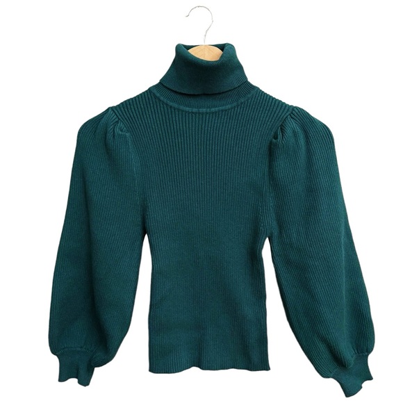 Line & Dot Aria Ribbed Puff Sleeve Turtleneck Sweater - Picture 2 of 5